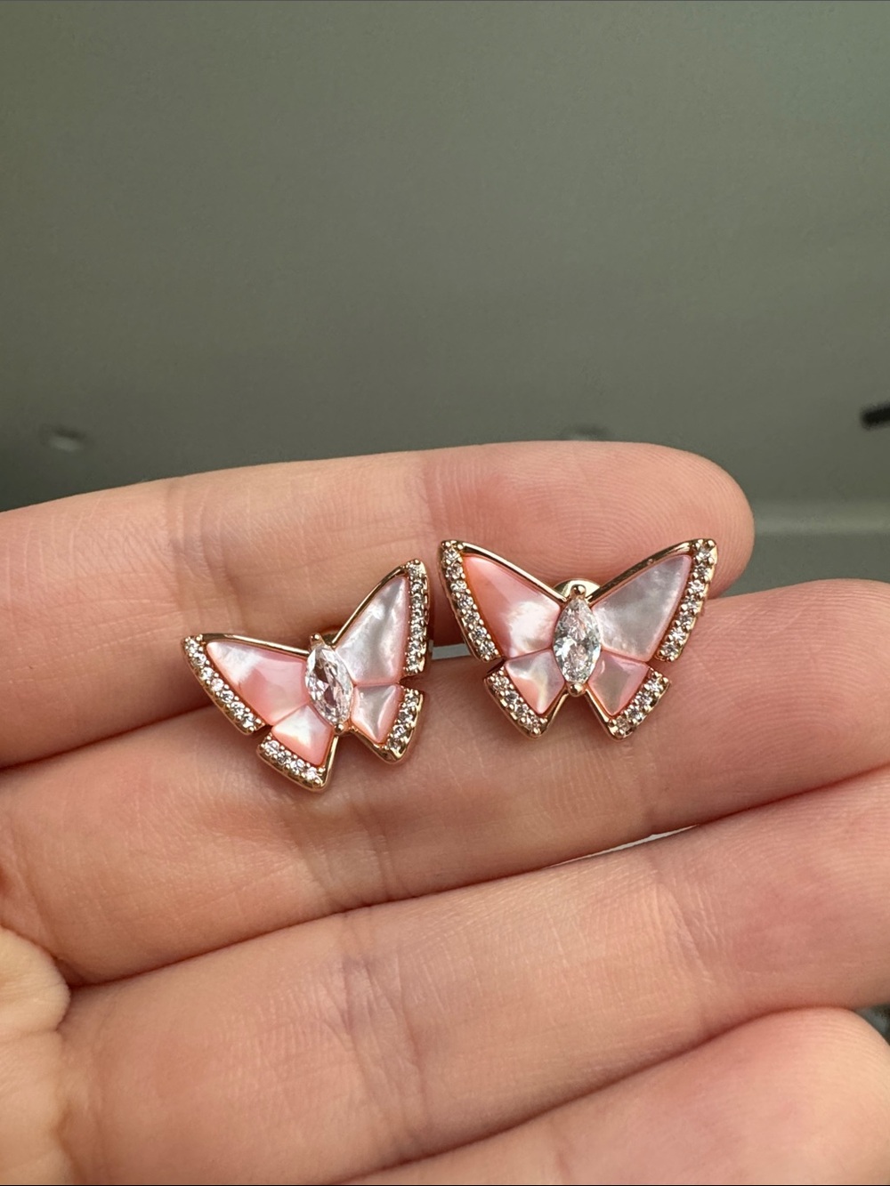 Lola Rose Pink Mother of Pearl Butterfly Stud Earrings